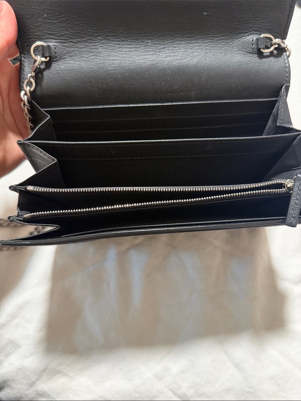 Gucci Black Suede Crossbody with Silver Chain - Picture 3 of 3